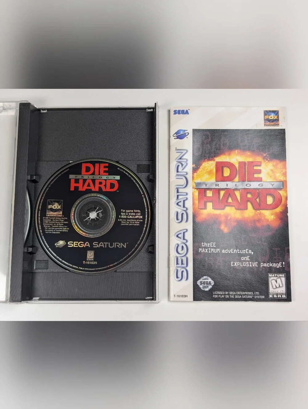 Die Hard Trilogy Sega Saturn CIB Longbox Manual Light Gun Compatible Pristine
